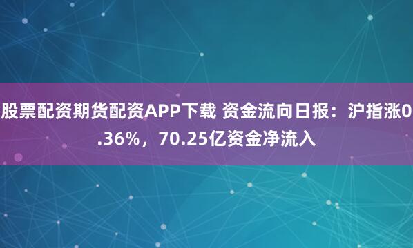 股票配资期货配资APP下载 资金流向日报：沪指涨0.36%，70.25亿资金净流入