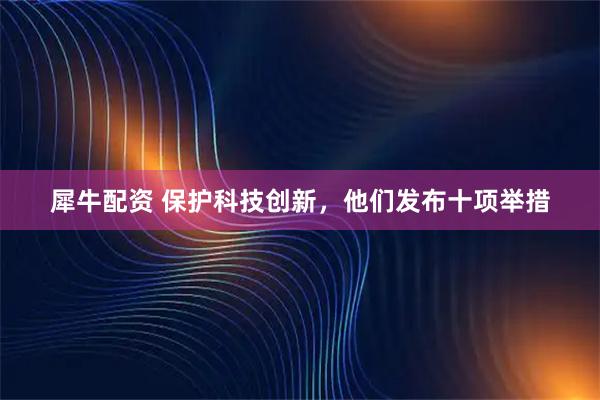 犀牛配资 保护科技创新，他们发布十项举措