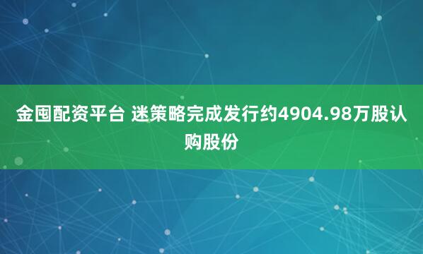 金囤配资平台 迷策略完成发行约4904.98万股认购股份